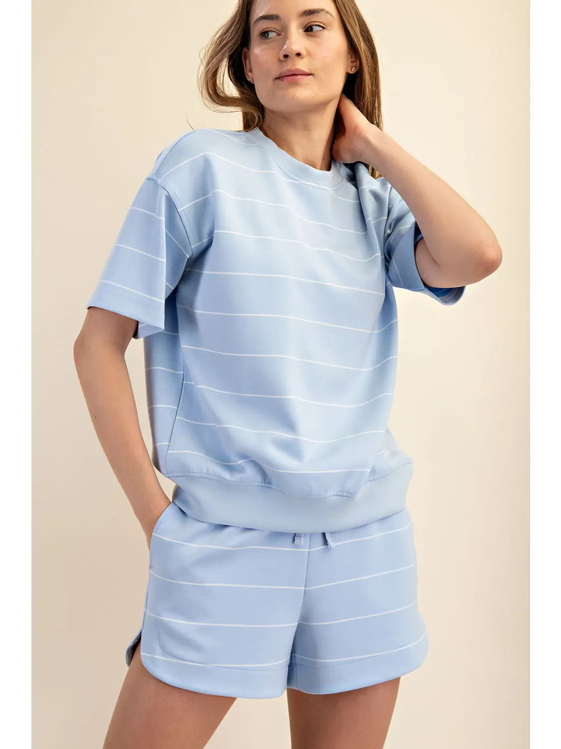 Modal Frost Scuba Stripe Top