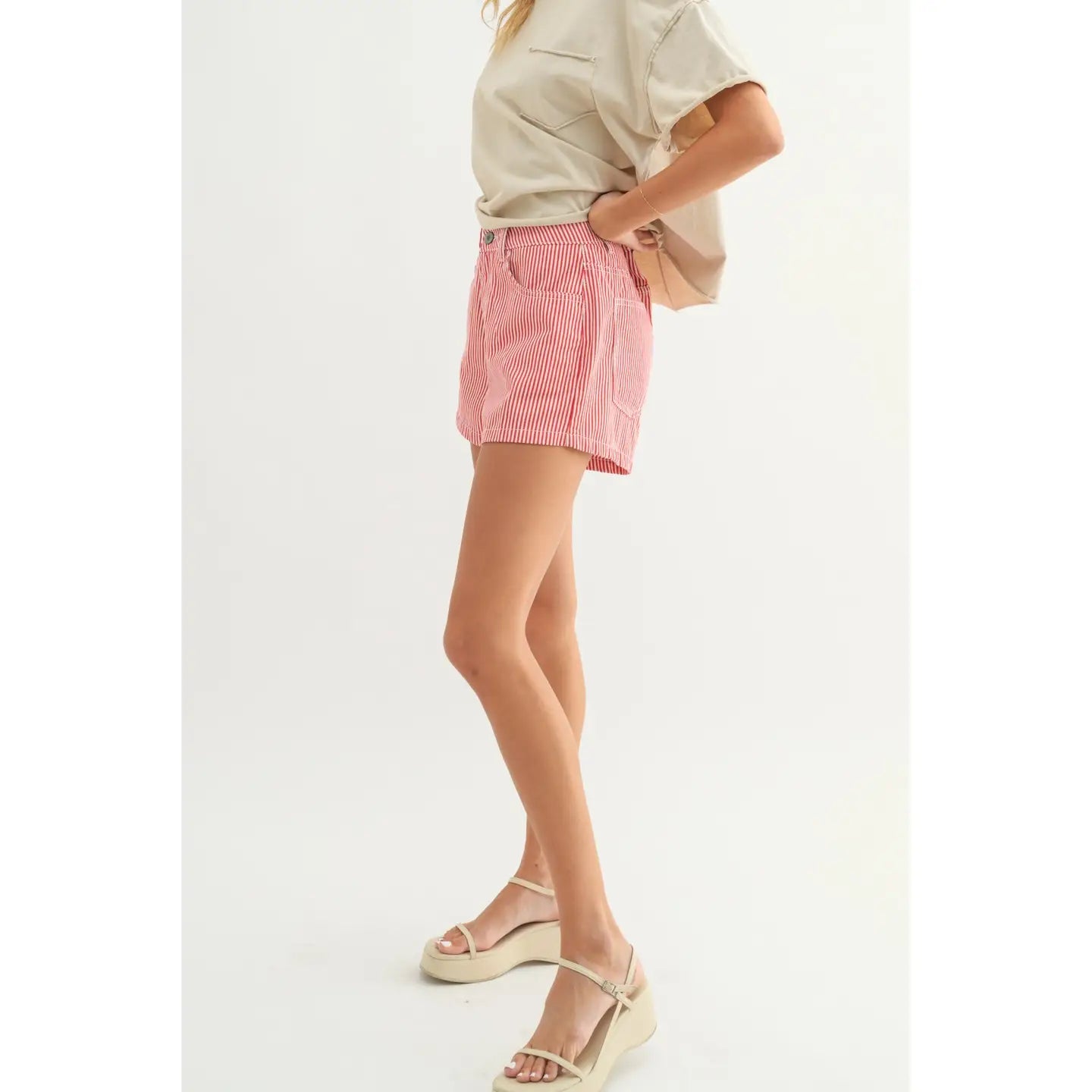 Striped Denim Shorts