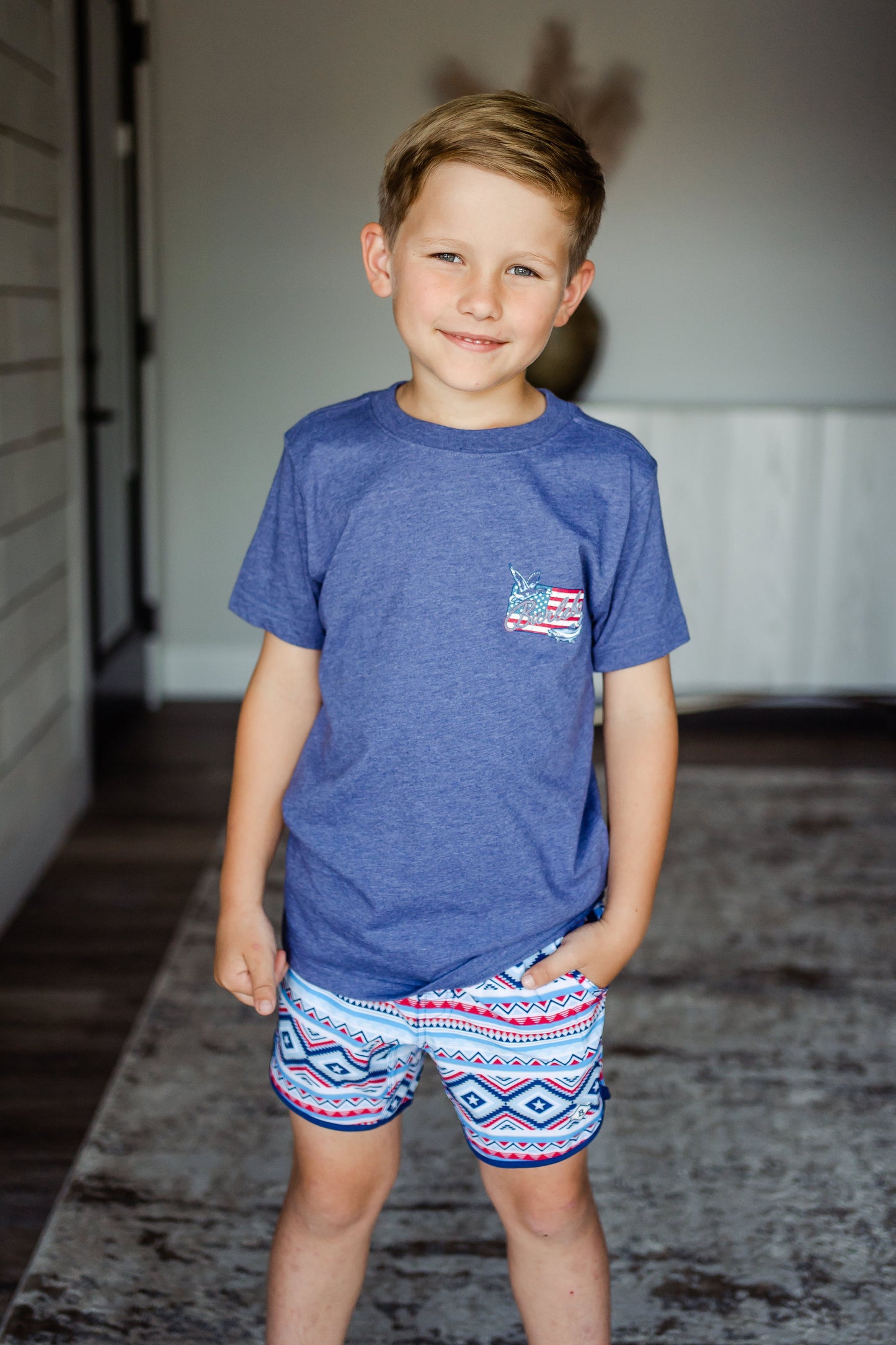 Boys Burlebo American Flag Patch Tee