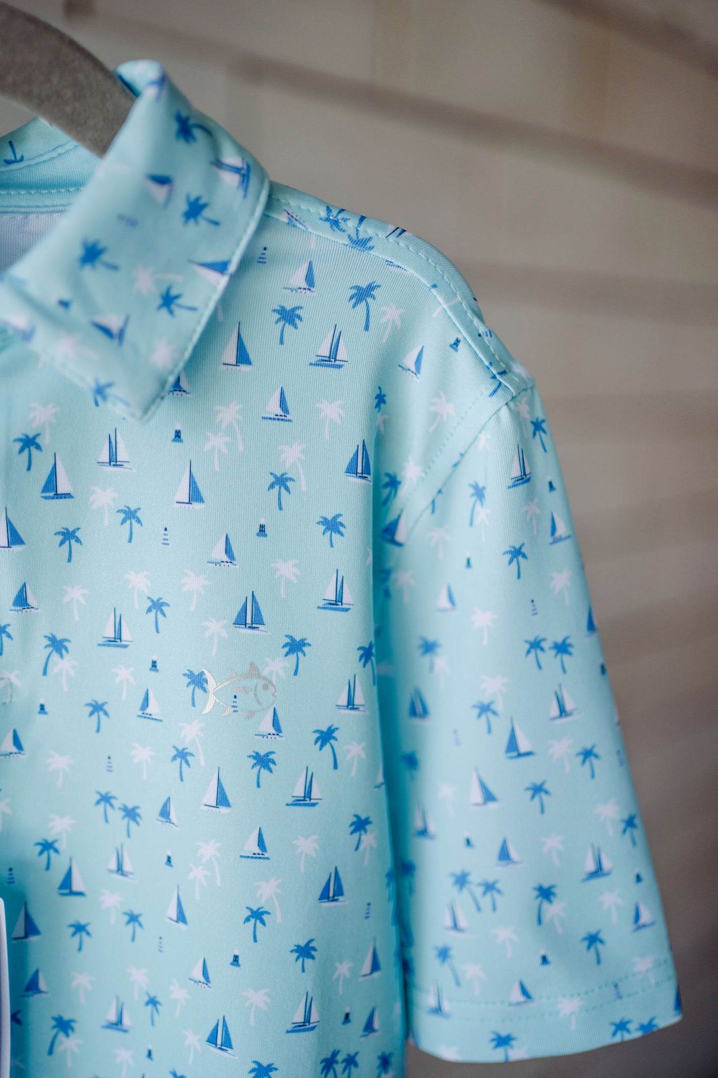 Boys Southern Tide Seascape Sailing Printed Performance Polo Shirt