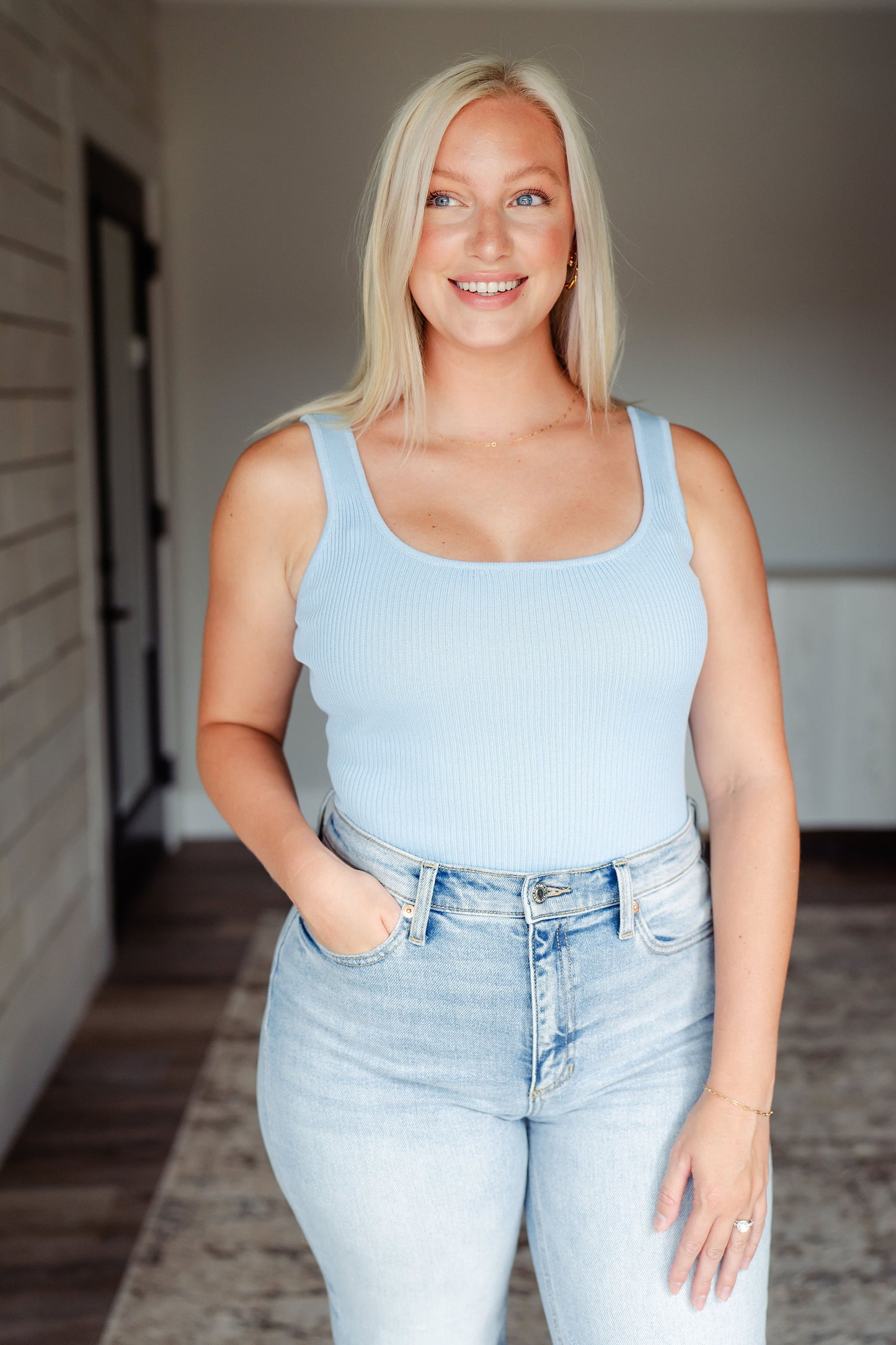 Baby Blue Ribbed Bodysuit