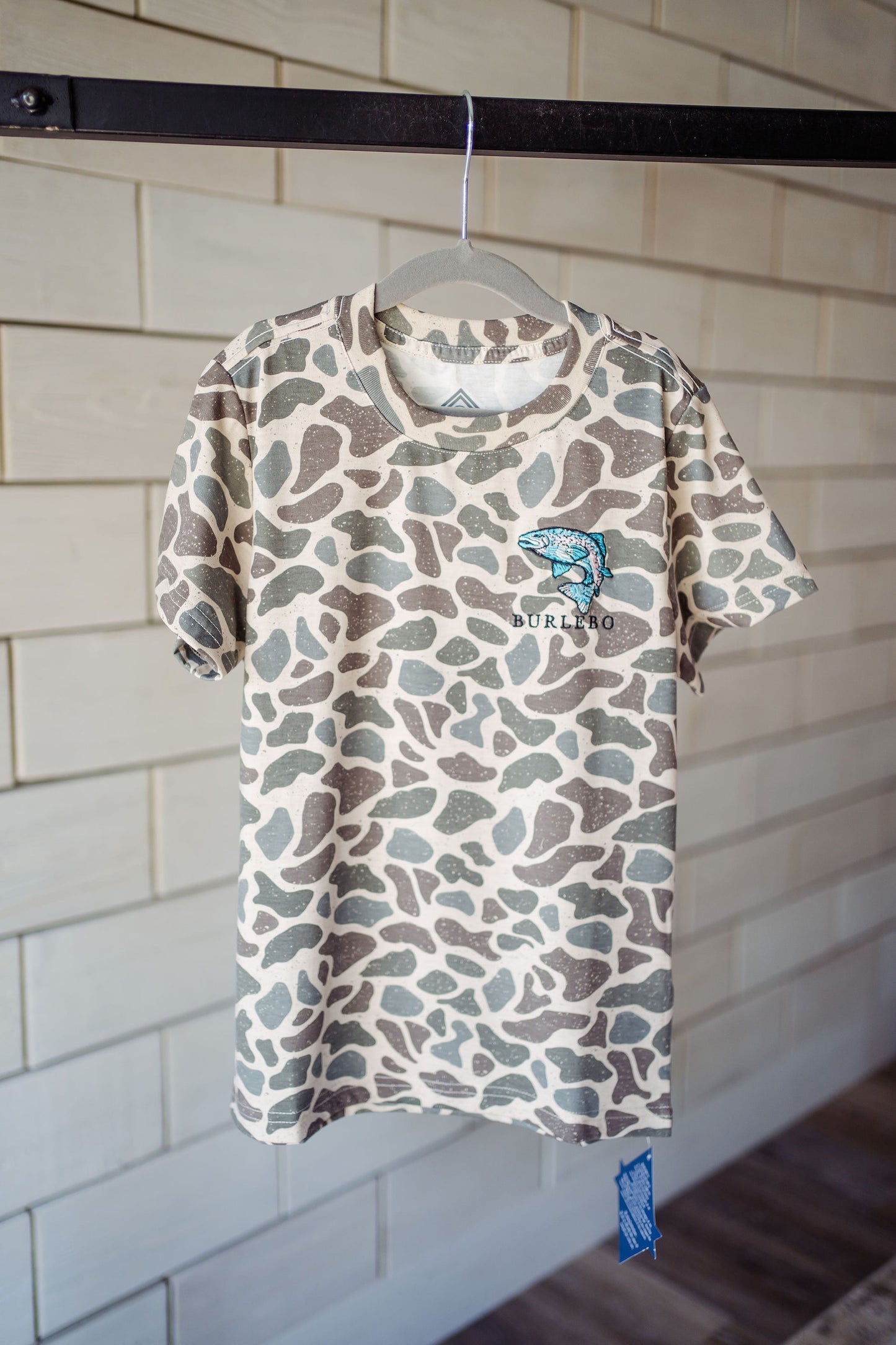 Boys Burlebo Camo Trout Pocket Tee