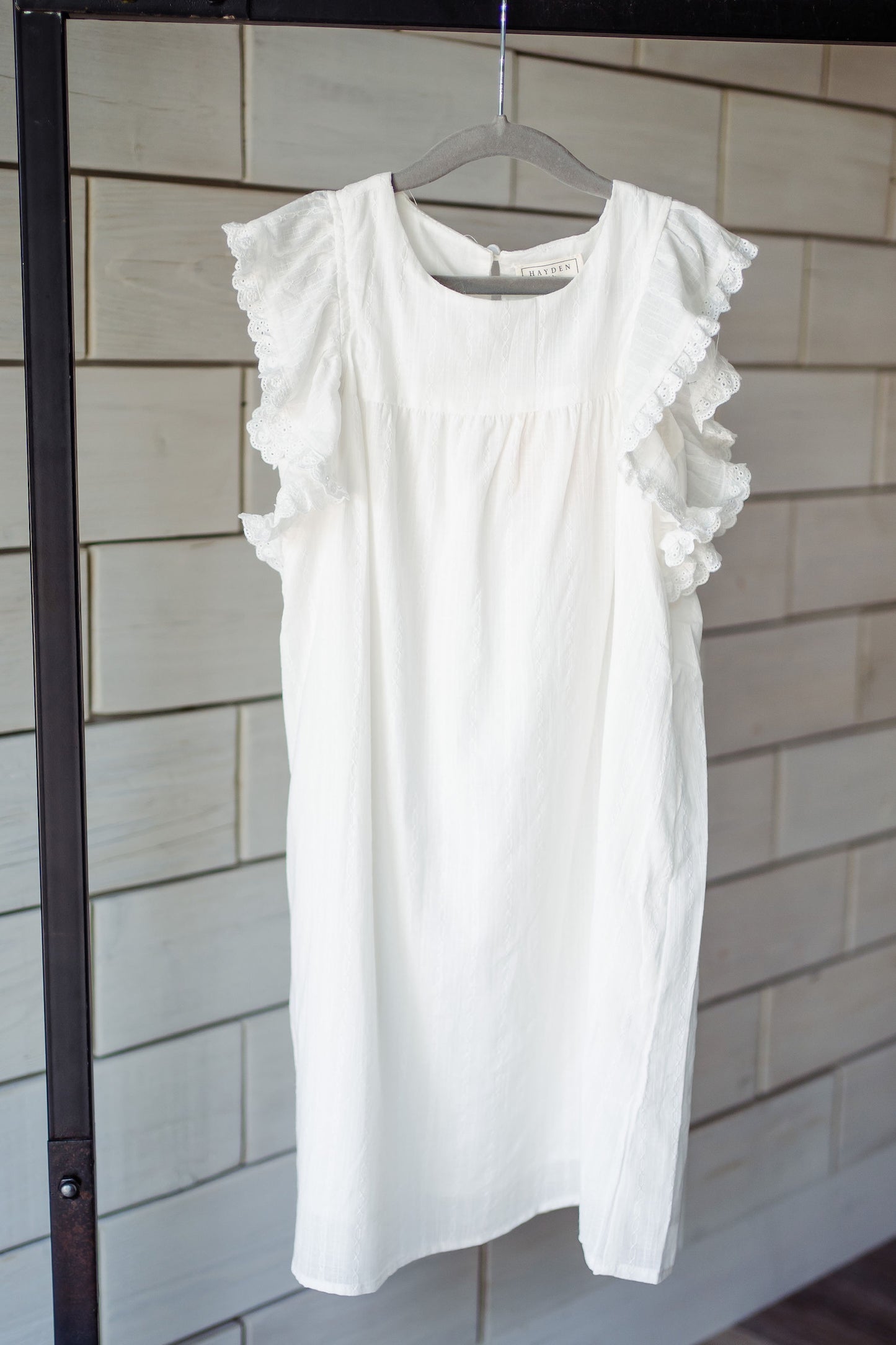 Eve Eyelet Flutter Sleeve Dress