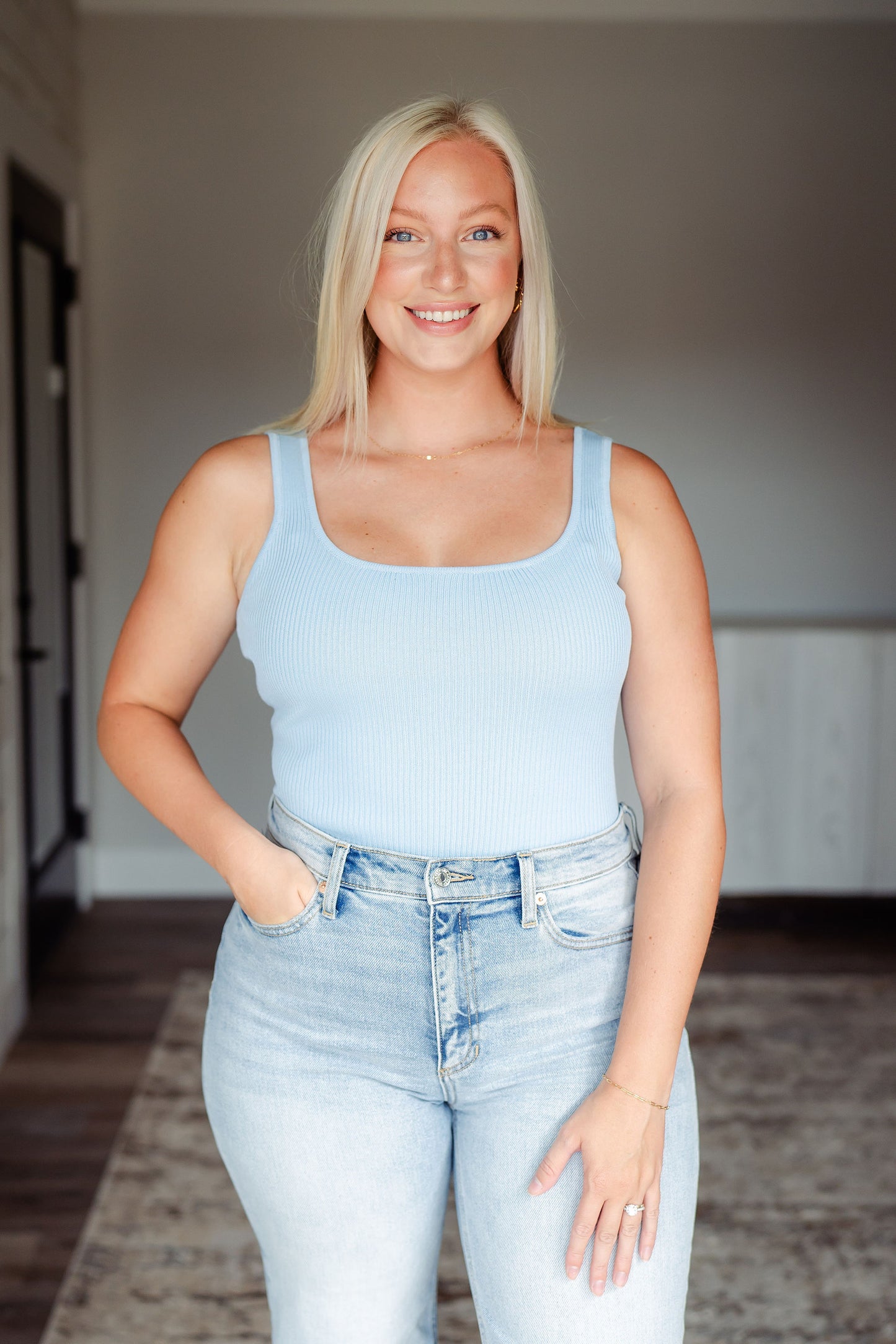 Baby Blue Ribbed Bodysuit
