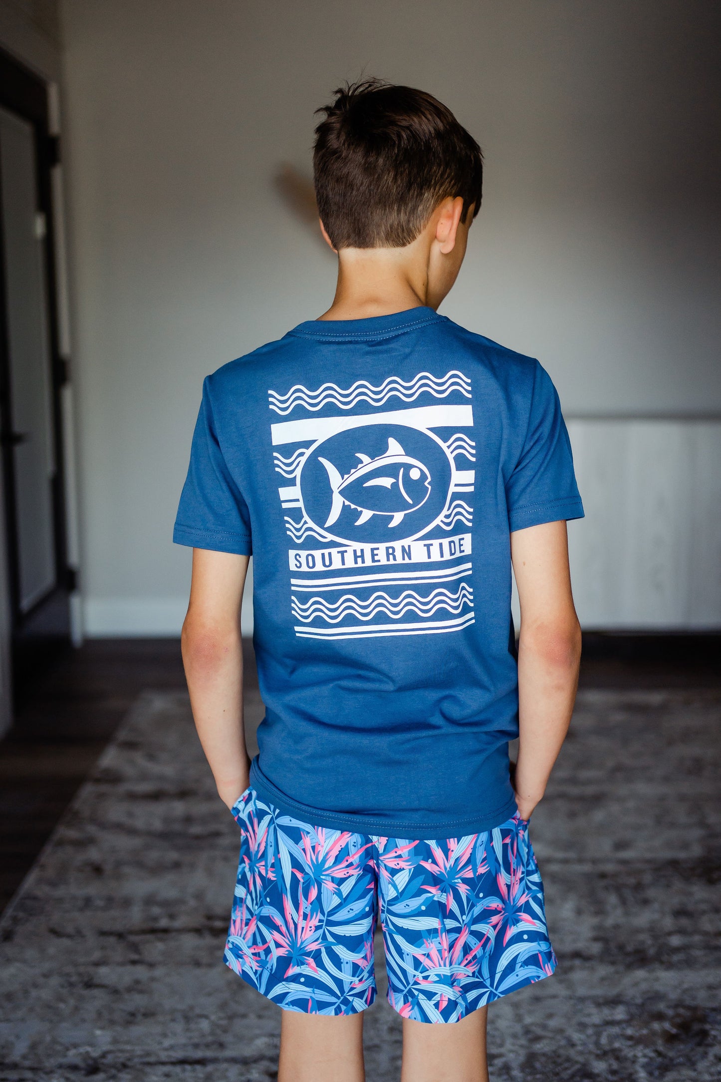 Boys Southern Tide Distressed Waves T-Shirt