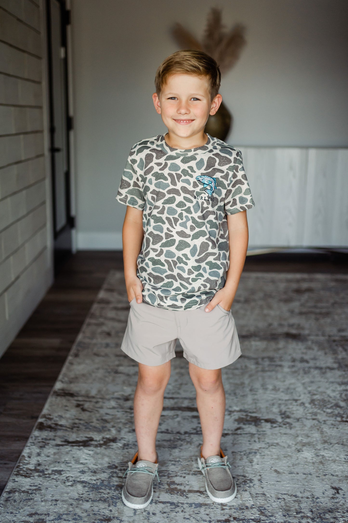 Boys Burlebo Camo Trout Pocket Tee