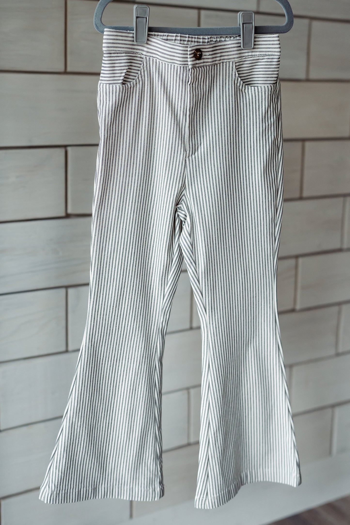 Stretch Pinstripe Flared Pants