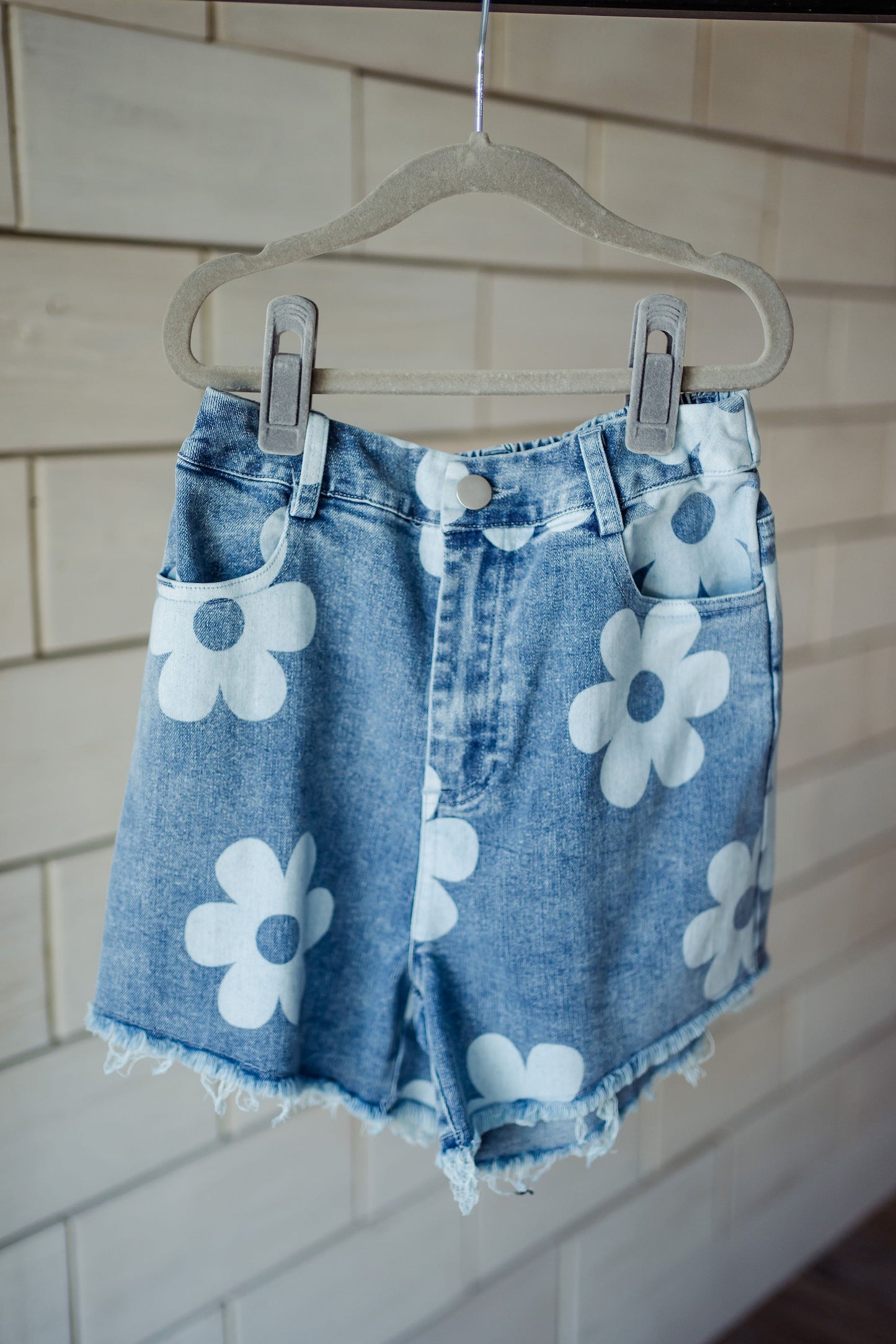 Daisy Denim Frayed Hem Shorts