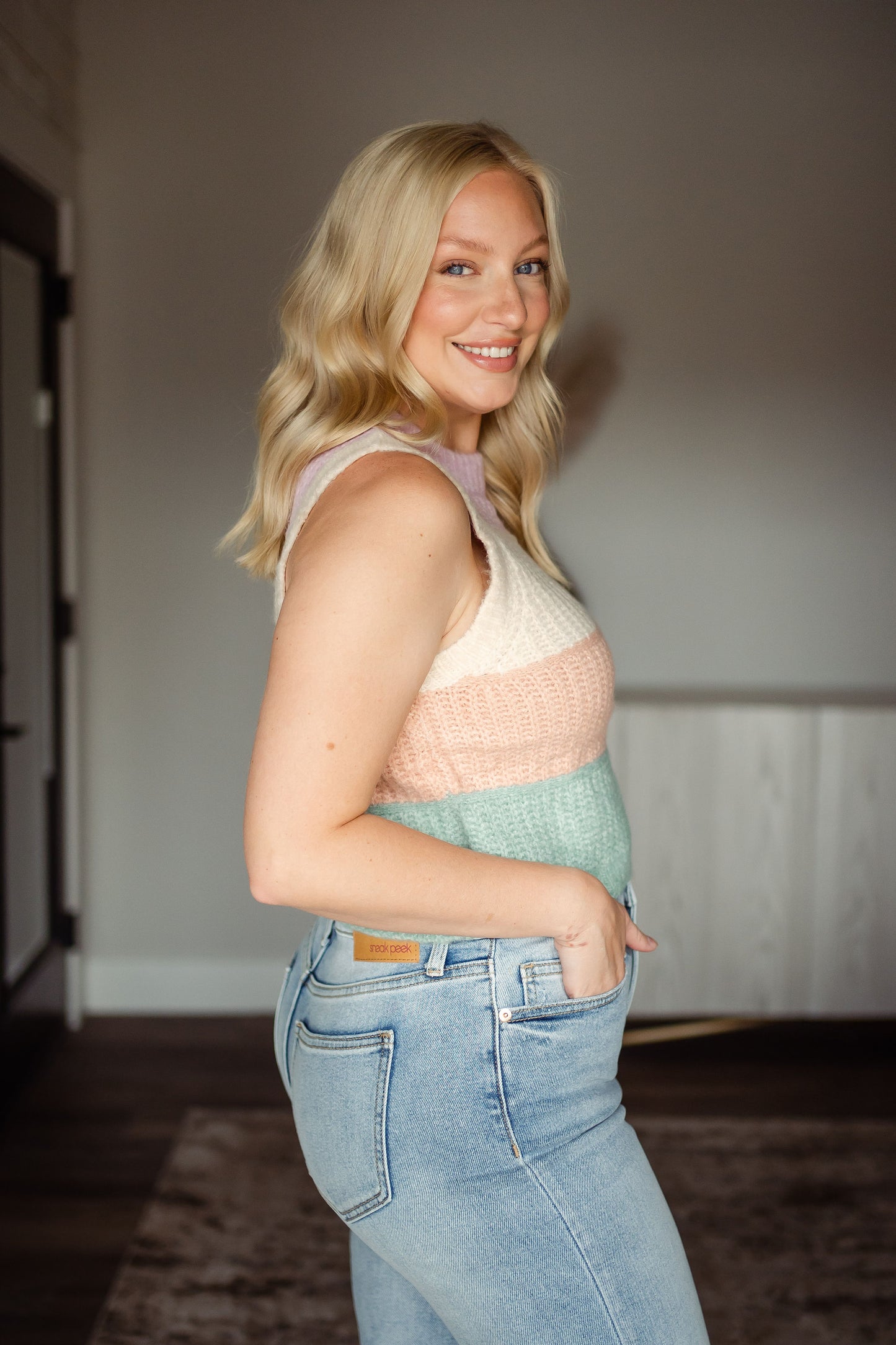Pastel Color Block Knitted Tank