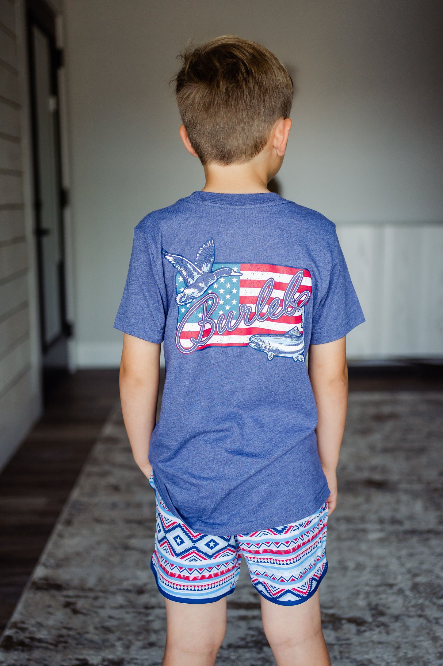 Boys Burlebo American Flag Patch Tee