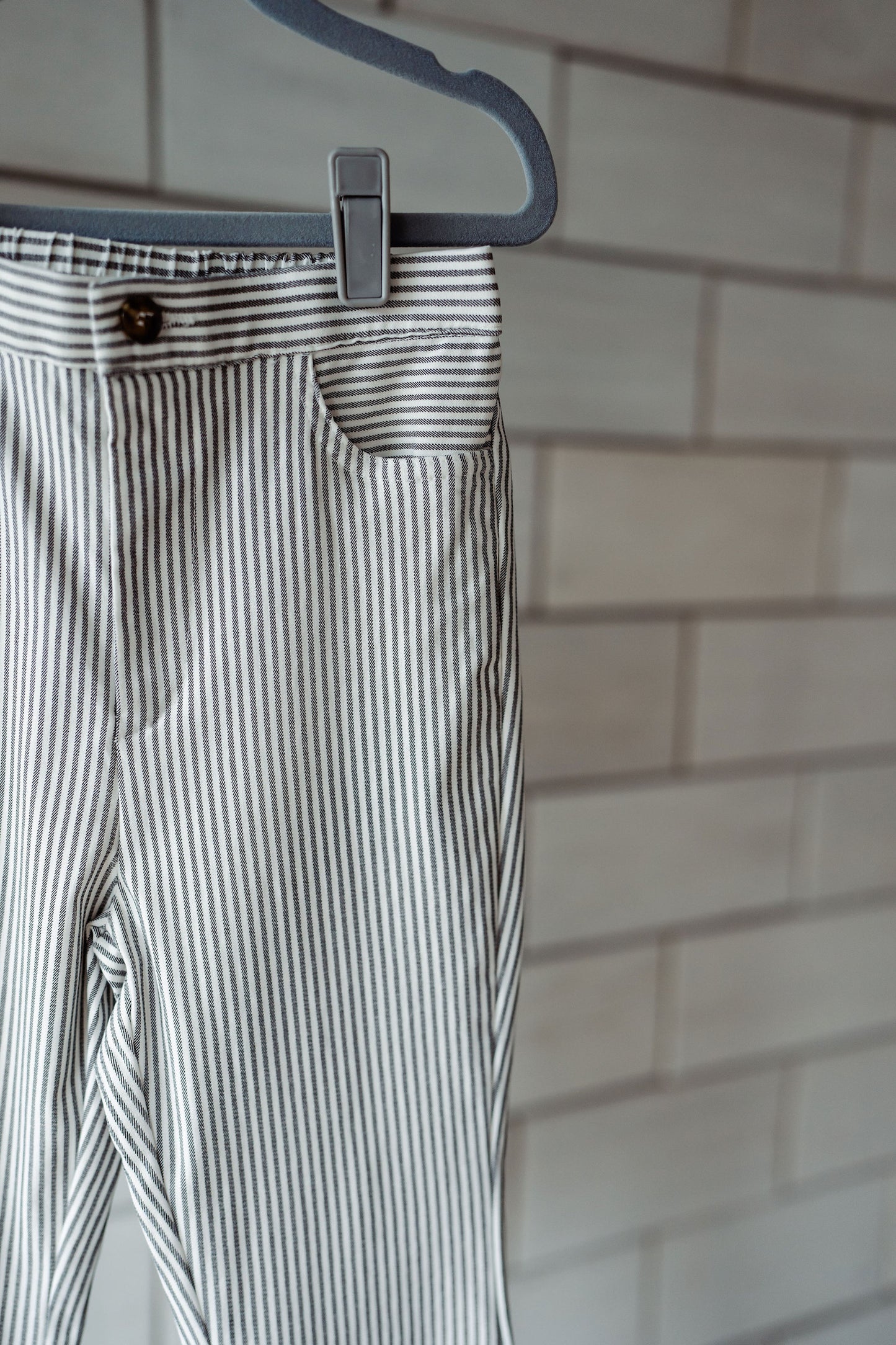 Stretch Pinstripe Flared Pants