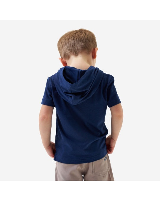 Boys Burlebo Short Sleeve Performance Hoodie - Navy