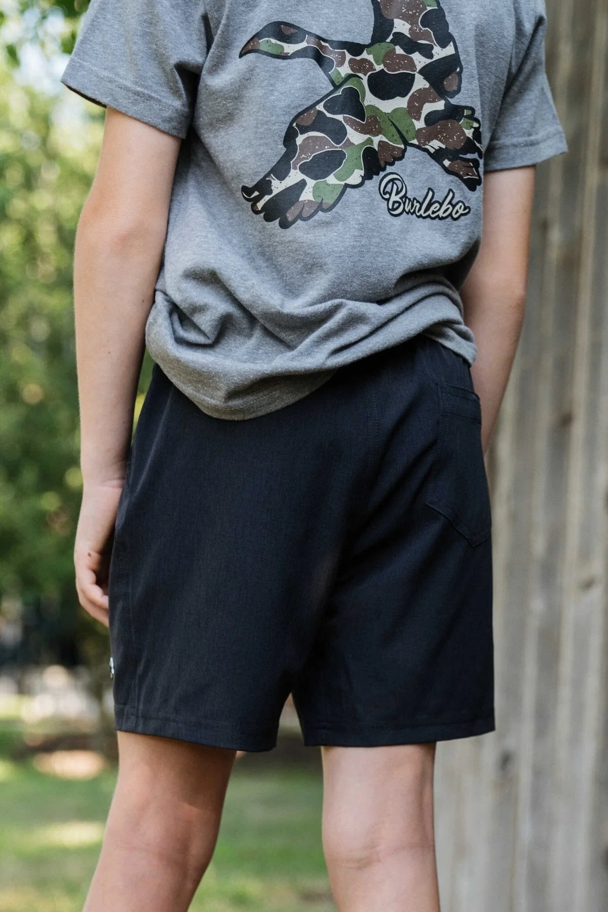 Boys Burlebo Athletic Shorts - Black Throwback Camo