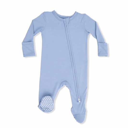Angel Dear 2-Way Zipper Footie | Solid Blue Fog