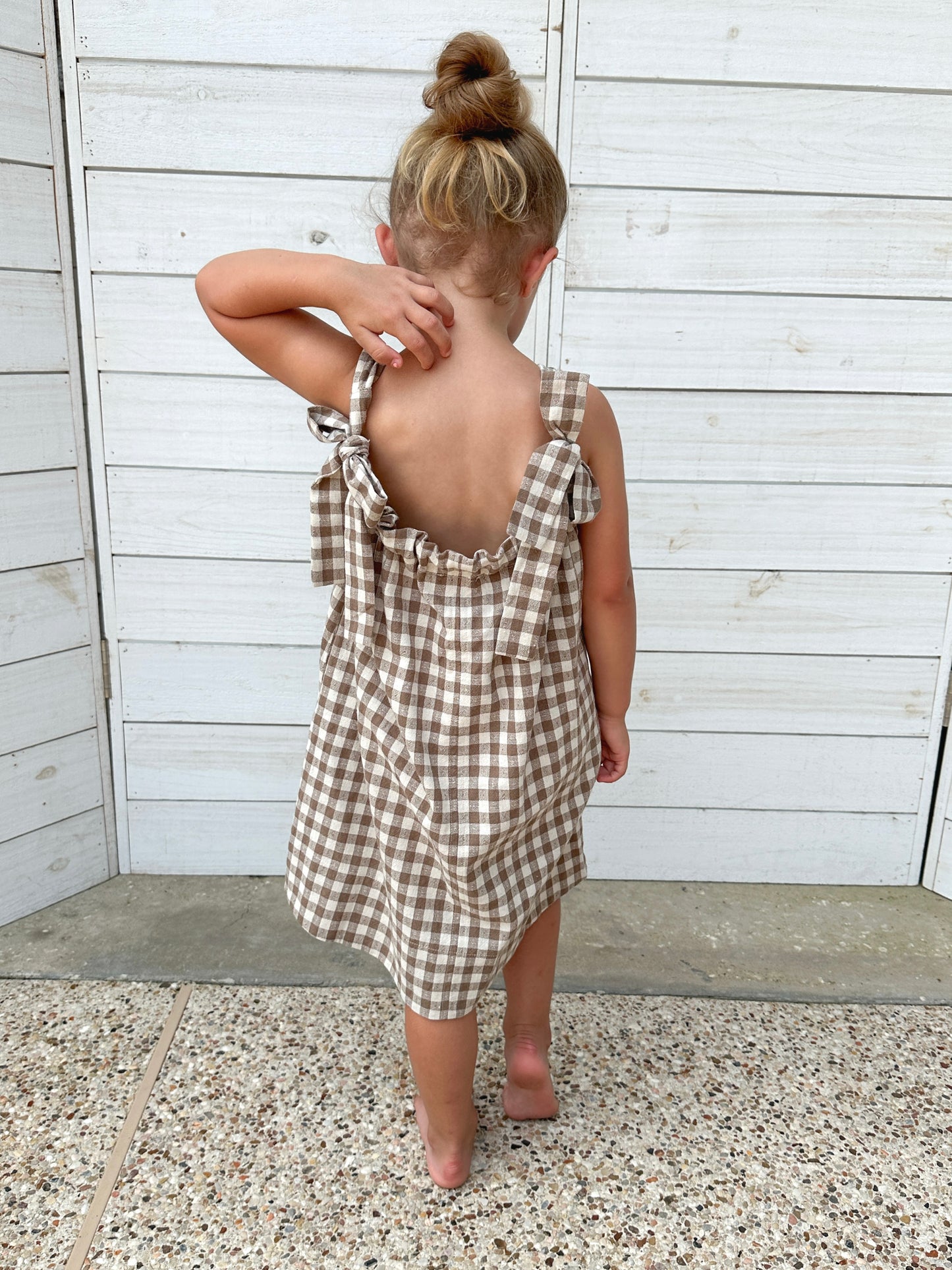 Double Bow Back Gingham Dress