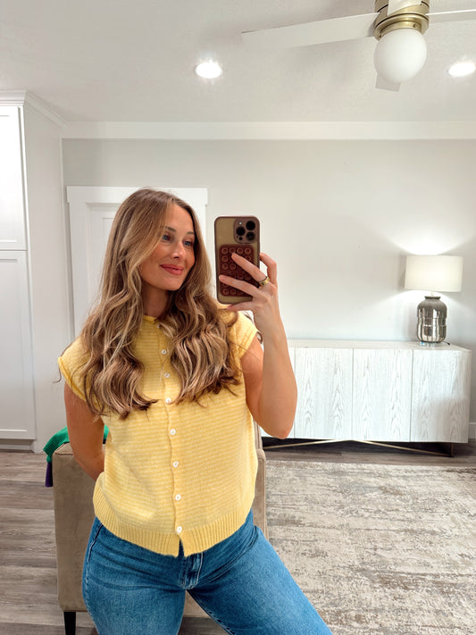 Striped Piper Vest Cardigan - Butter