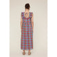 Rainbow Plaid Ruffle Sleeve Midi Dress