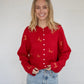 Piper Holiday Cardigan - Red/Gold