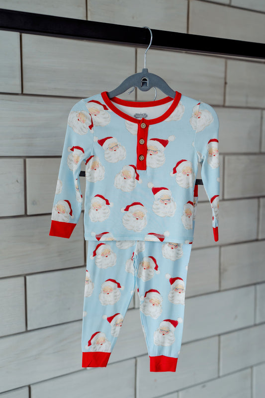 Blue Vintage Santa Toddler Pajamas