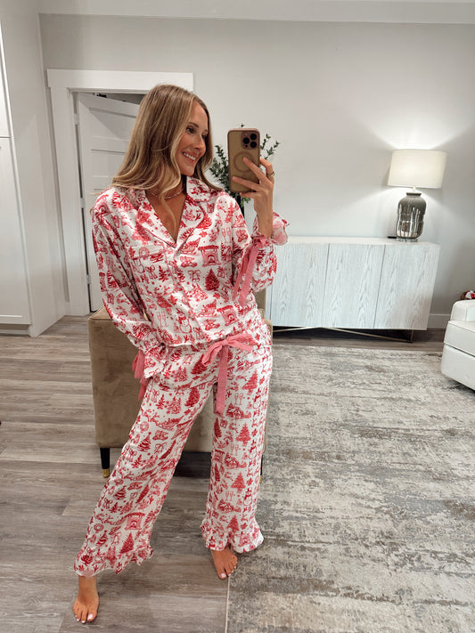 All Things Christmas Satin Pajama Set
