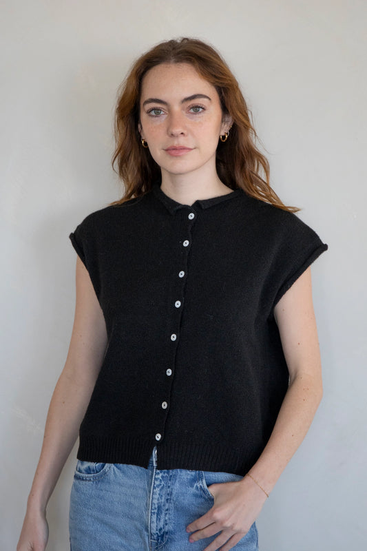 Piper Vest Cardigan - Black