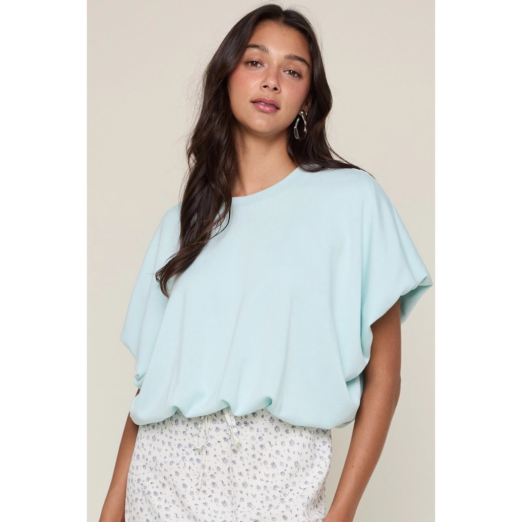 Scuba Bubble Hem Top - Mint