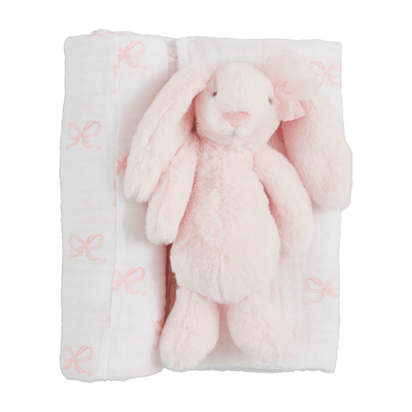 Bow Swaddle & Rattle Set