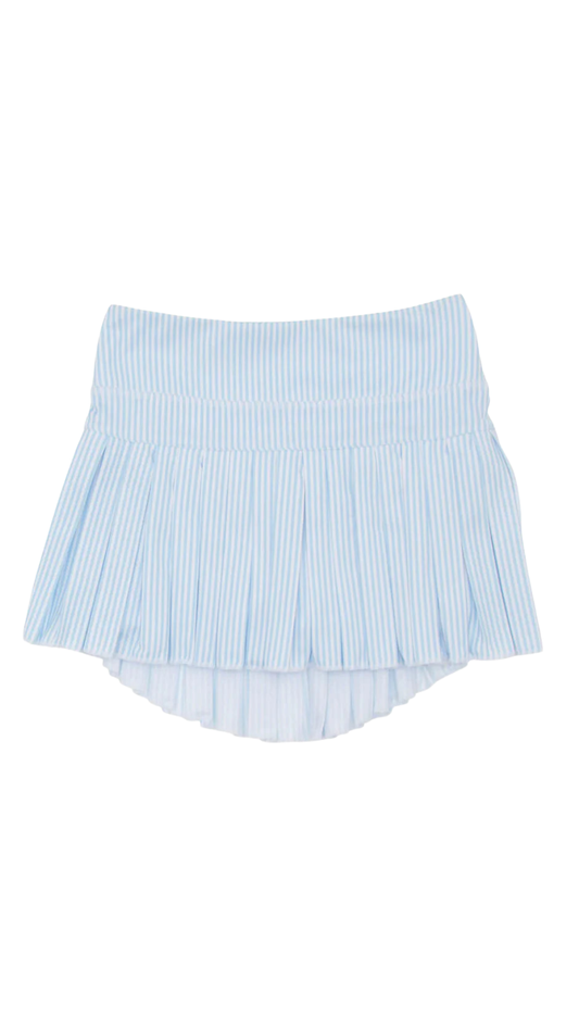Mini Pleated Skort | Light Blue Striped