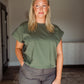 Pleated Olive Muscle Tank