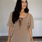 Brown/taupe gingham bow dress