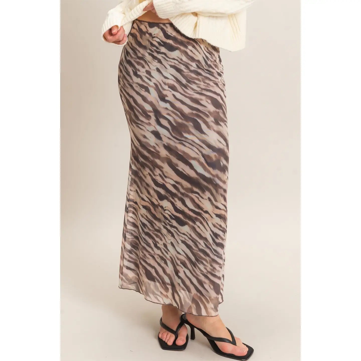 Taupe Animal Maxi Skirt