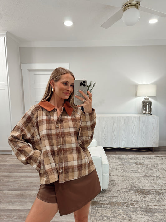 Brushed Plaid Barn Jacket