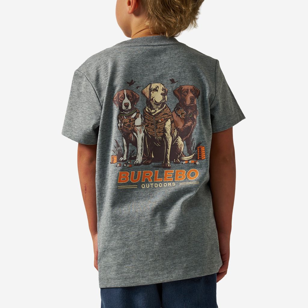 Boys Burlebo Camo Duck Dogs Tee - Dark Heather Gray