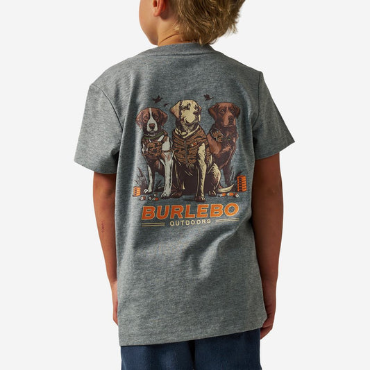 Boys Burlebo Camo Duck Dogs Tee - Dark Heather Gray