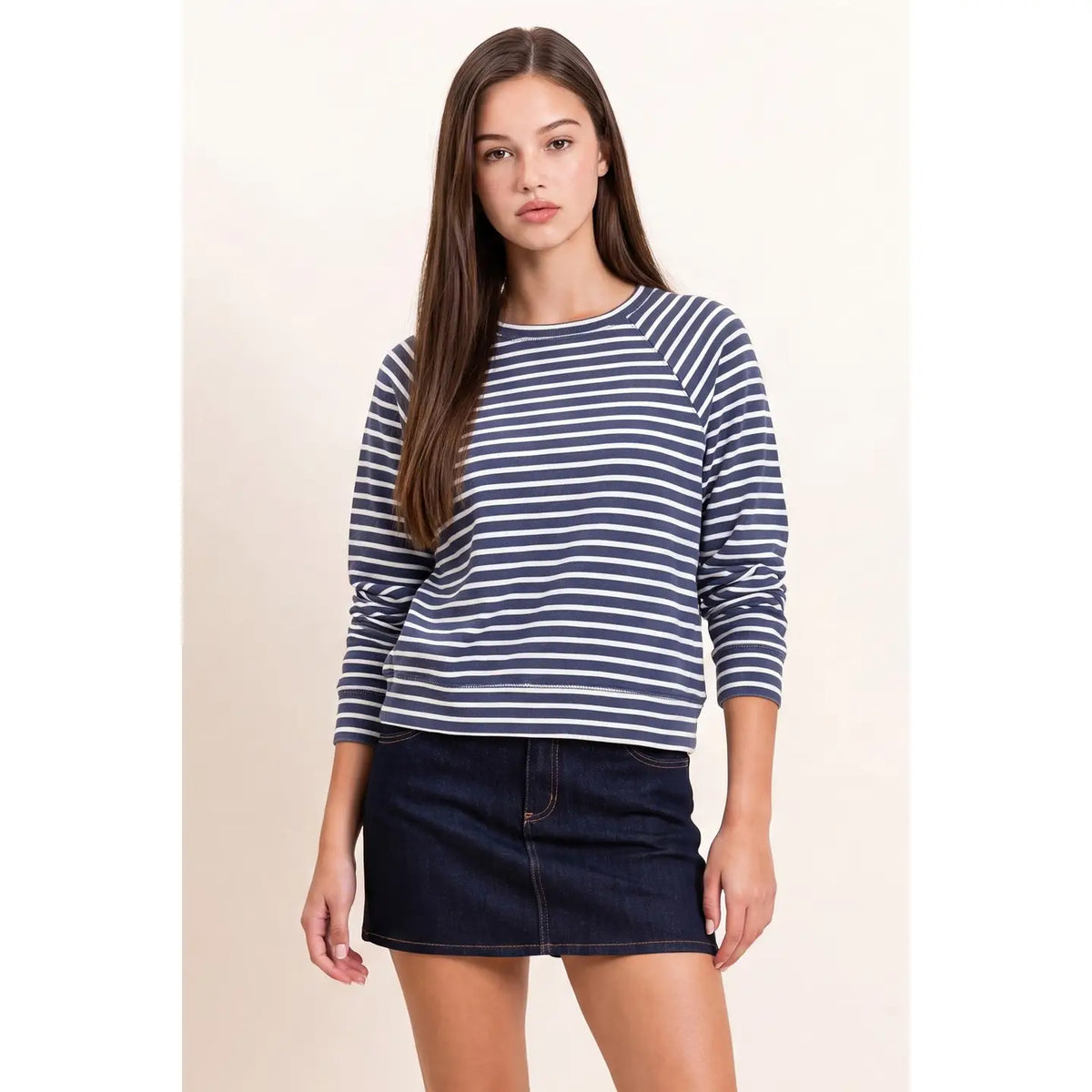 Striped Waffle Knit Raglan Top