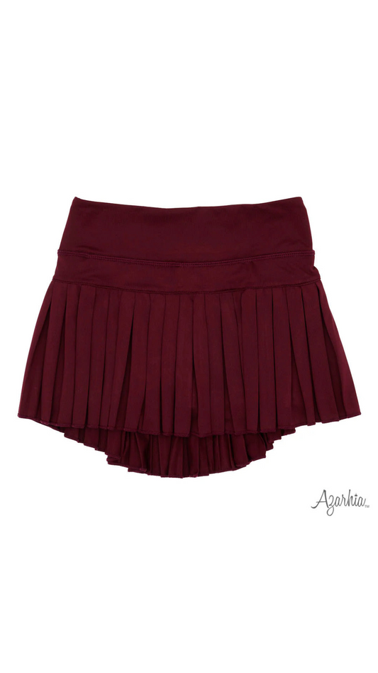 Mini Pleated Skort | Solid Maroon