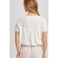 Bubble Hem Cotton Top - Off White