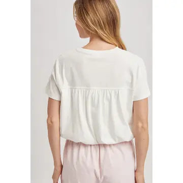 Bubble Hem Cotton Top - Off White