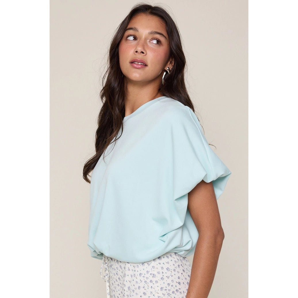 Scuba Bubble Hem Top - Mint