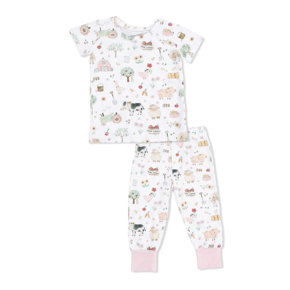 Angel Dear Short Sleeve Loungewear Set | Cute Farm Animals Pink
