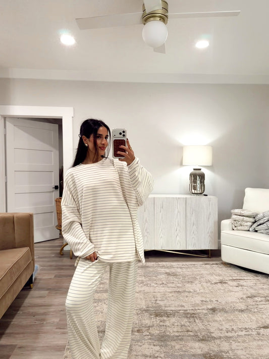 Ashton Striped Oversized Top - Ivory