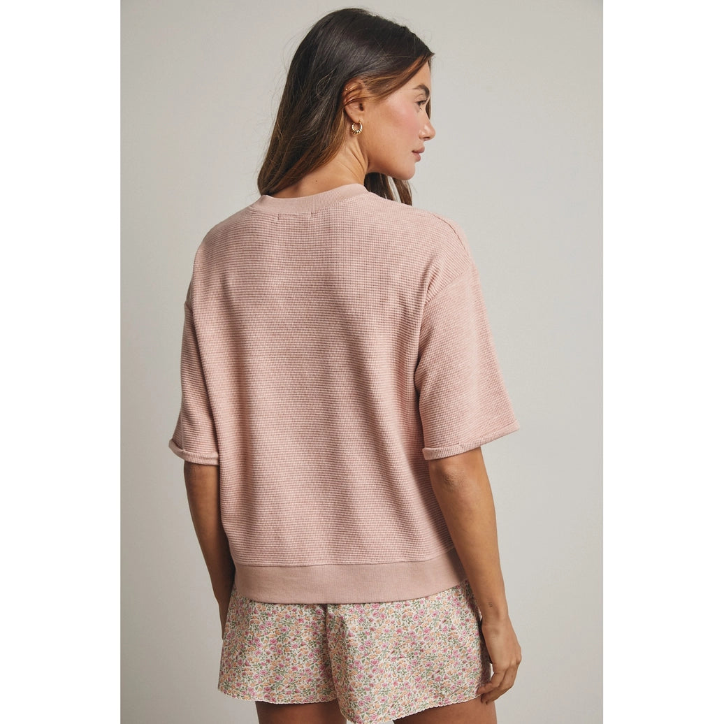 Rose Waffle Knit Top