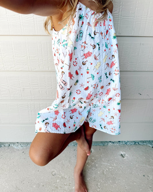 Summer Conversational Boardwalk Romper