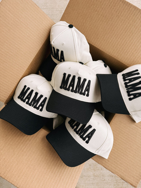 Mama Puff Trucker Hat - Cream/Black