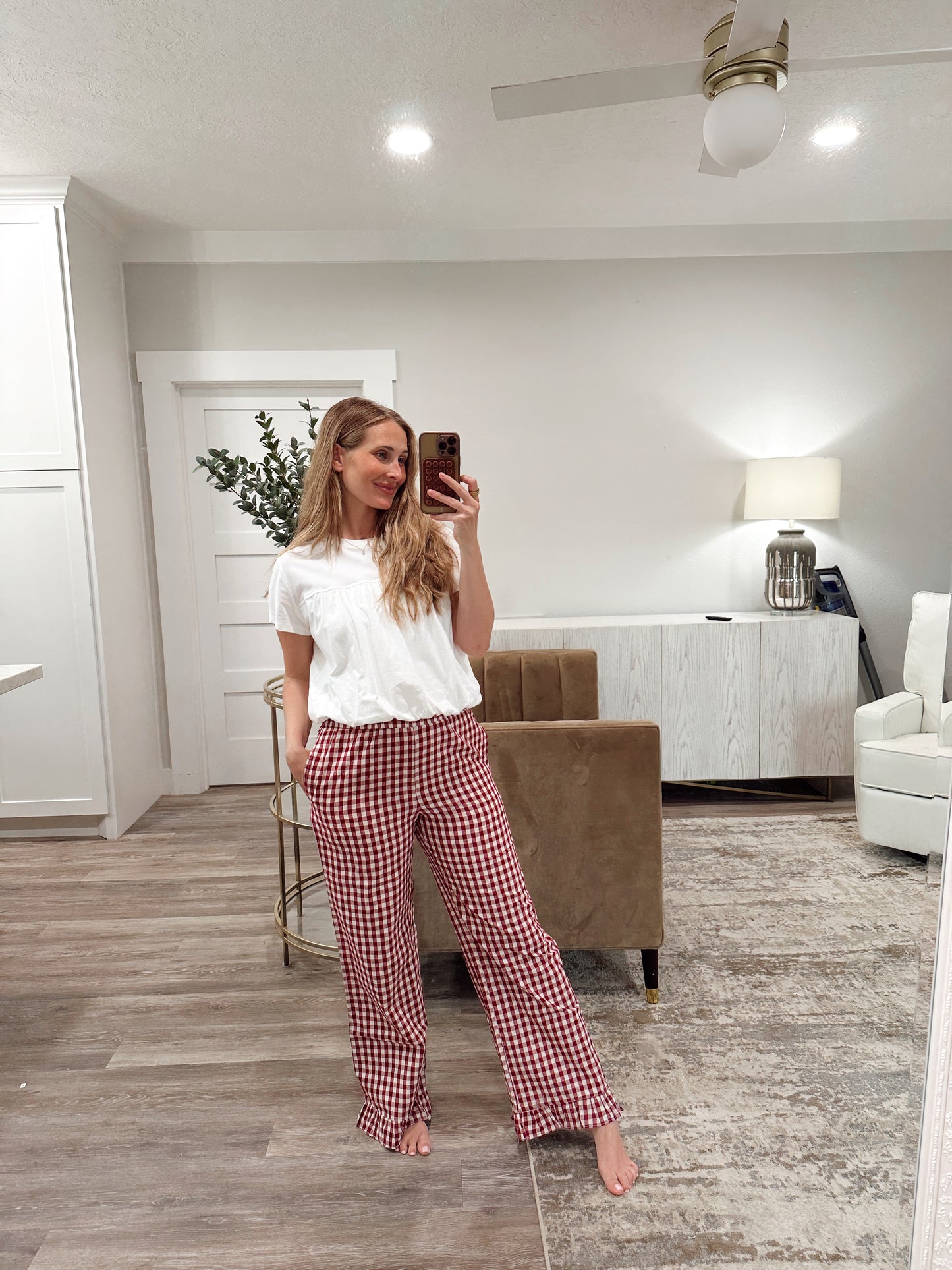 Milton Burgundy Gingham Pants