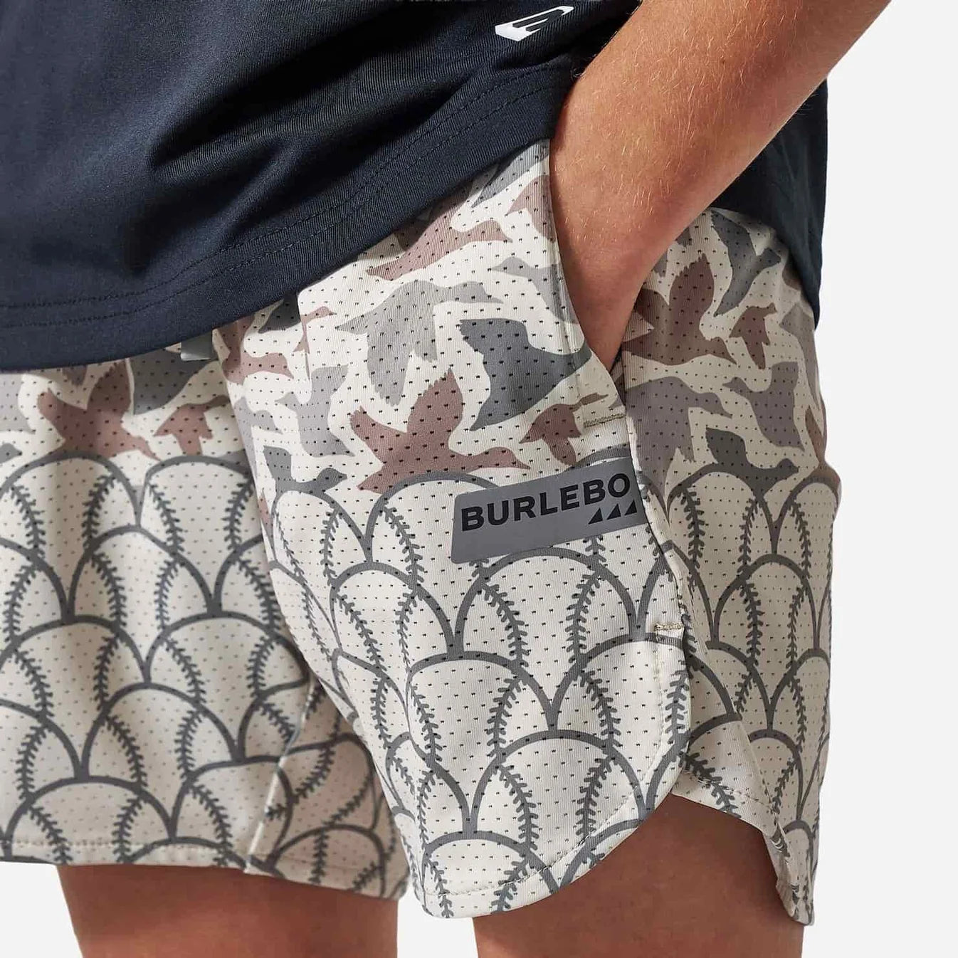Boys Burlebo Mesh Training Shorts - Fowl Ball - Classic Deer Camo