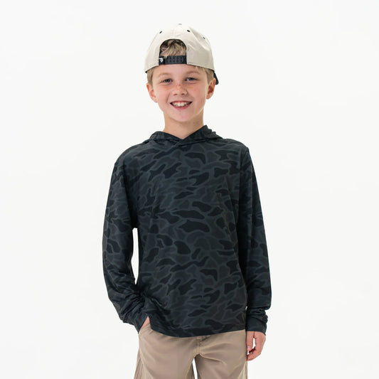 Boys Burlebo Performance Hoodie - Black Camo