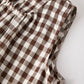 Coffee Color Plaid Top + Pant Set