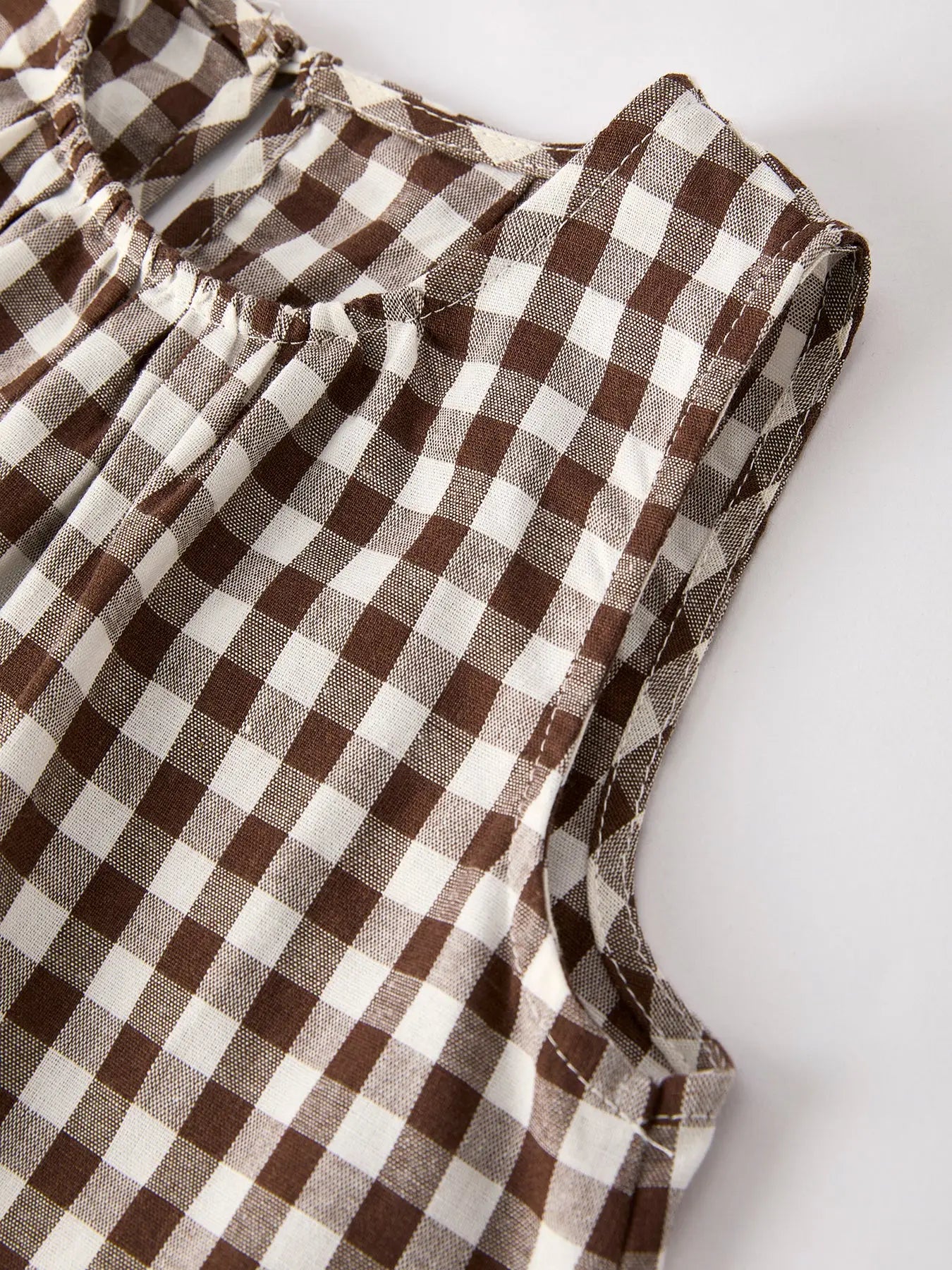 Coffee Color Plaid Top + Pant Set