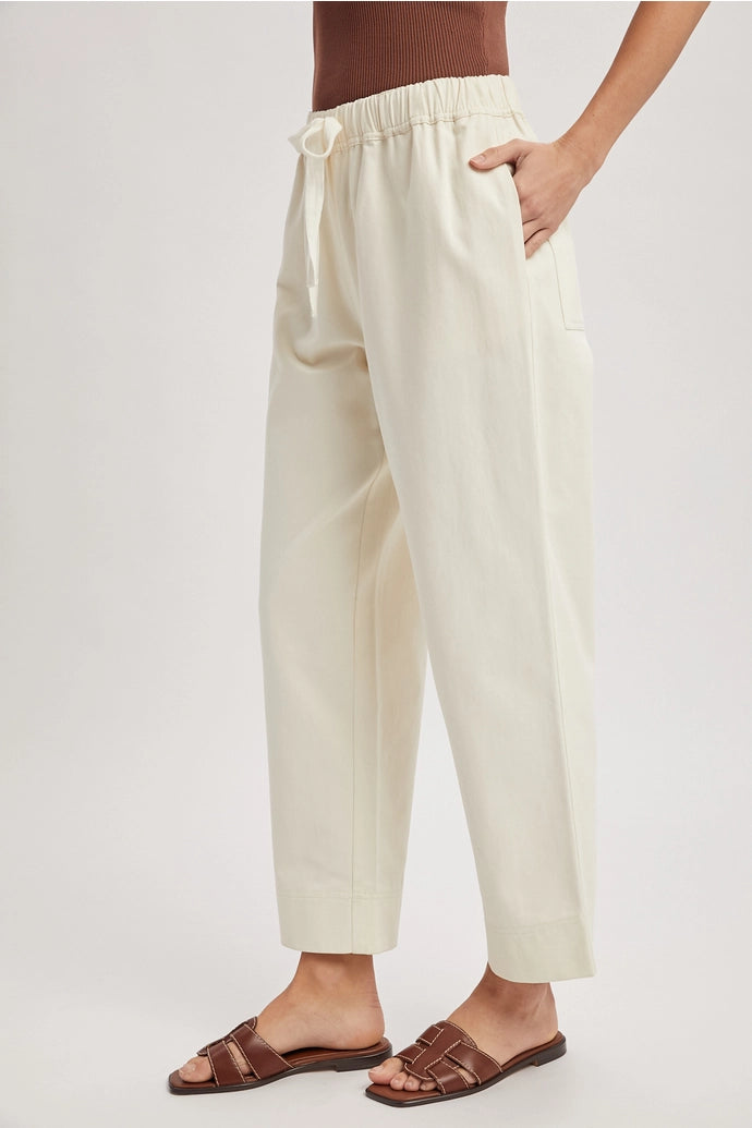 Ivory Cotton Drawstring Pants